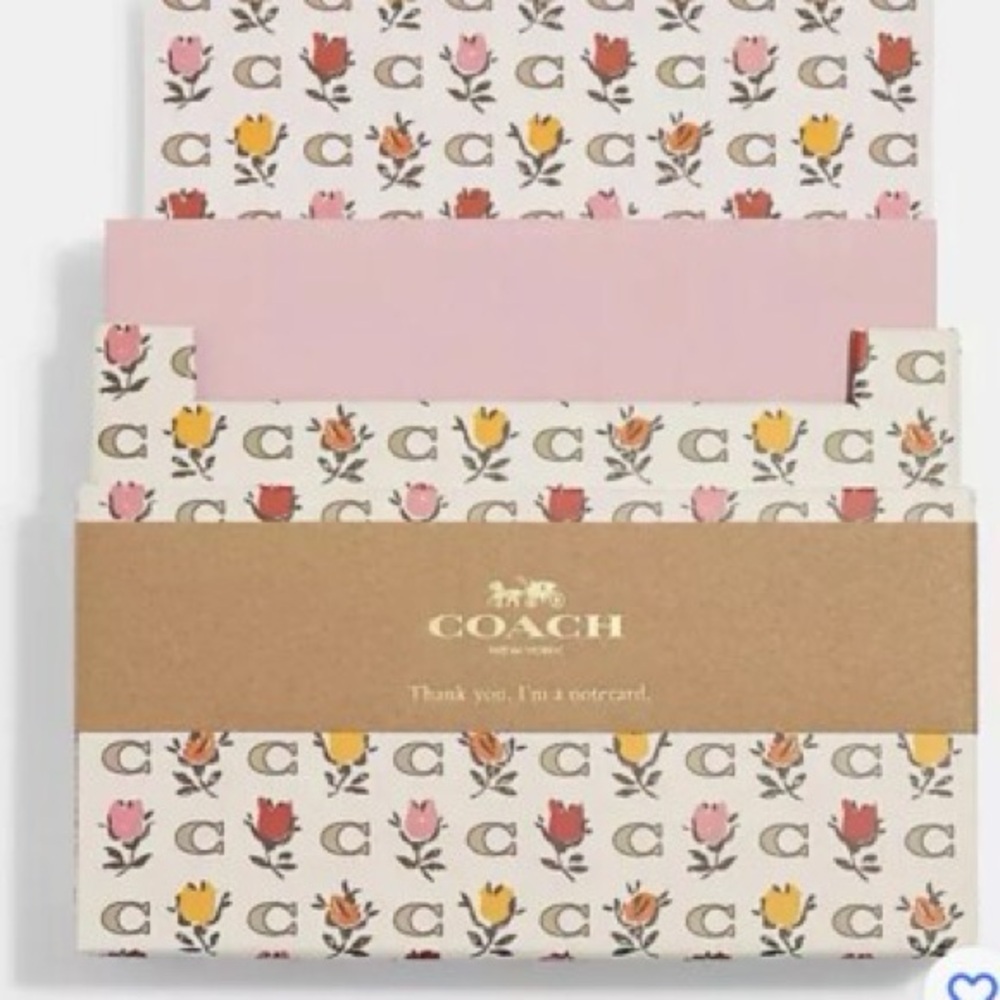 Coach Floral Notecards in White with Pink, Red & Yellow Tulips